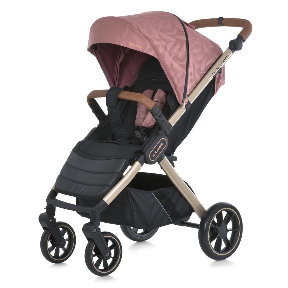 Коляска прогулянкова El Camino DYNAMIC PRO Special Pink з чохлом/дощовиком та москітною сіткою Рожевий з пір'ячками (ME 1053G-2)