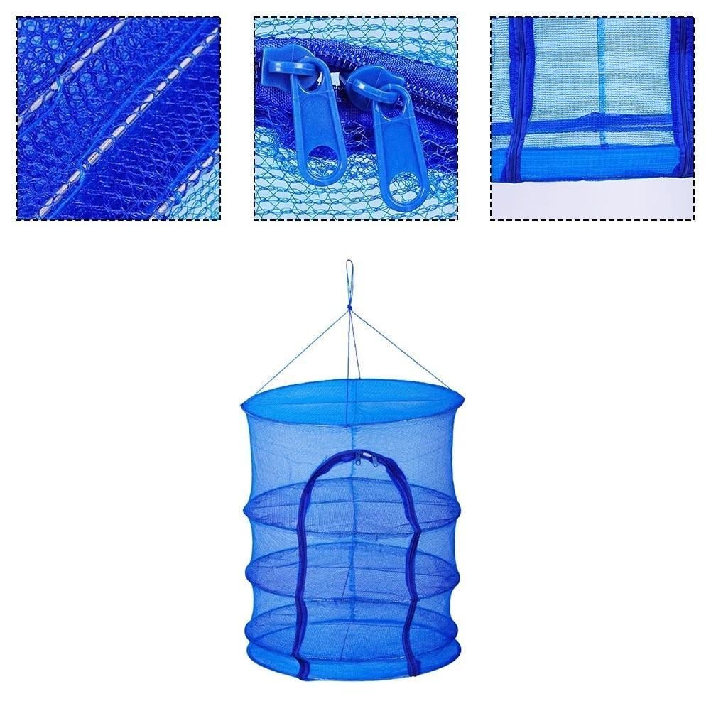 Сітка-сушарка підвісна для сушіння риби фруктів овочів грибів кругла 3 рівні 50х50х65 см Синій (Е051547) - фото 6