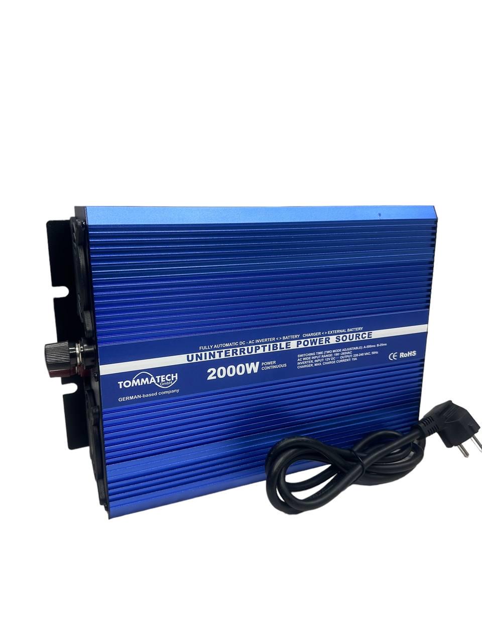 Перетворювач напруги універсальний TommaTech UPS 2000 Вт чиста синусоїда (347459570)