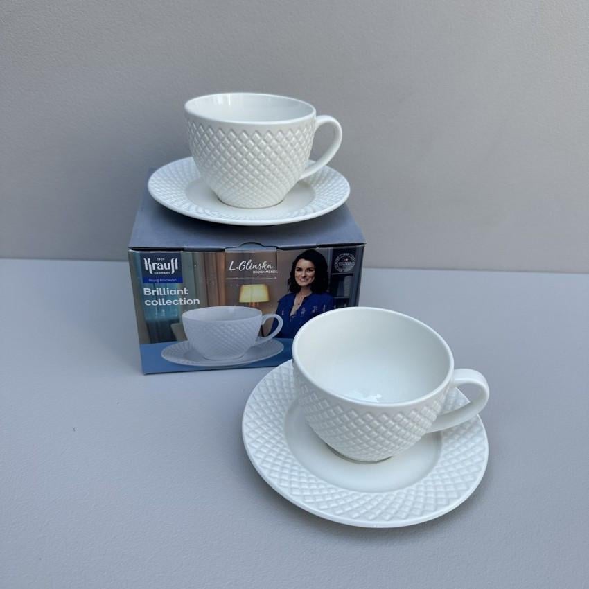 Набір порцелянових чашок з блюдцями 2 шт 220 мл Brilliant collection Krauff 21-316-005 Набір порцелянових чашок з блюдцями 2 шт 220 мл Brilliant collection Krauff 21-316-005