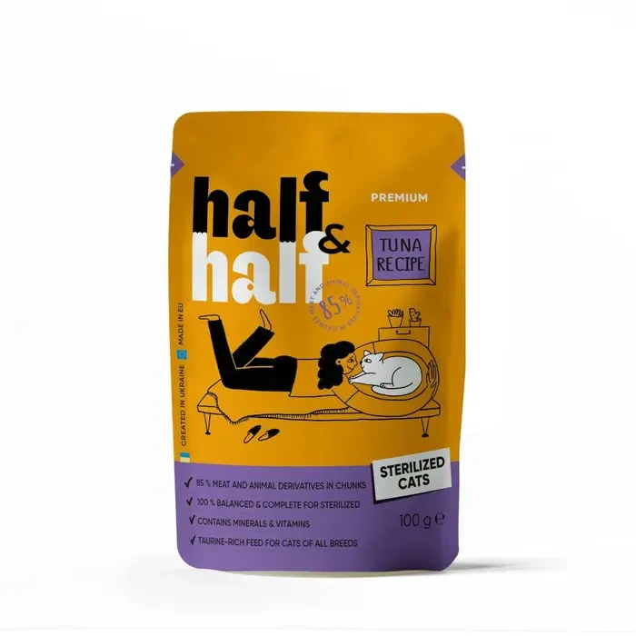 Вологий корм для котів Half&Half Sterilized 5+1 pouch тунець 600 г (HH_040508) - фото 7 Вологий корм для котів Half&Half Sterilized 5+1 pouch тунець 600 г (HH_040508) - фото 7