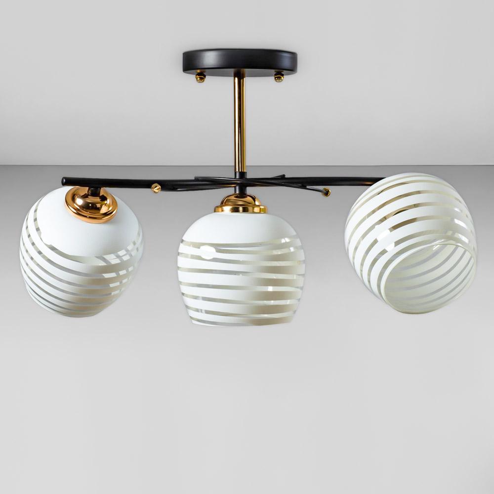 Люстра потолочная Light House SW-18747/3 FGD/BK 500х260х260 мм Черный/Золотой/Белый/Прозрачный