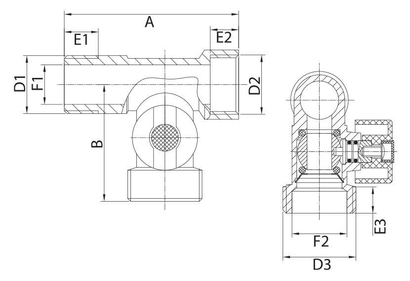 Кран шаровой трехходовый Invena 1/2"Зх1/2"Вх3/4"С ZW-16-020 - фото 2