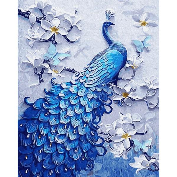 Картина по номерам Brushme GX28243 Синий павлин 40х50 см (1395021946)