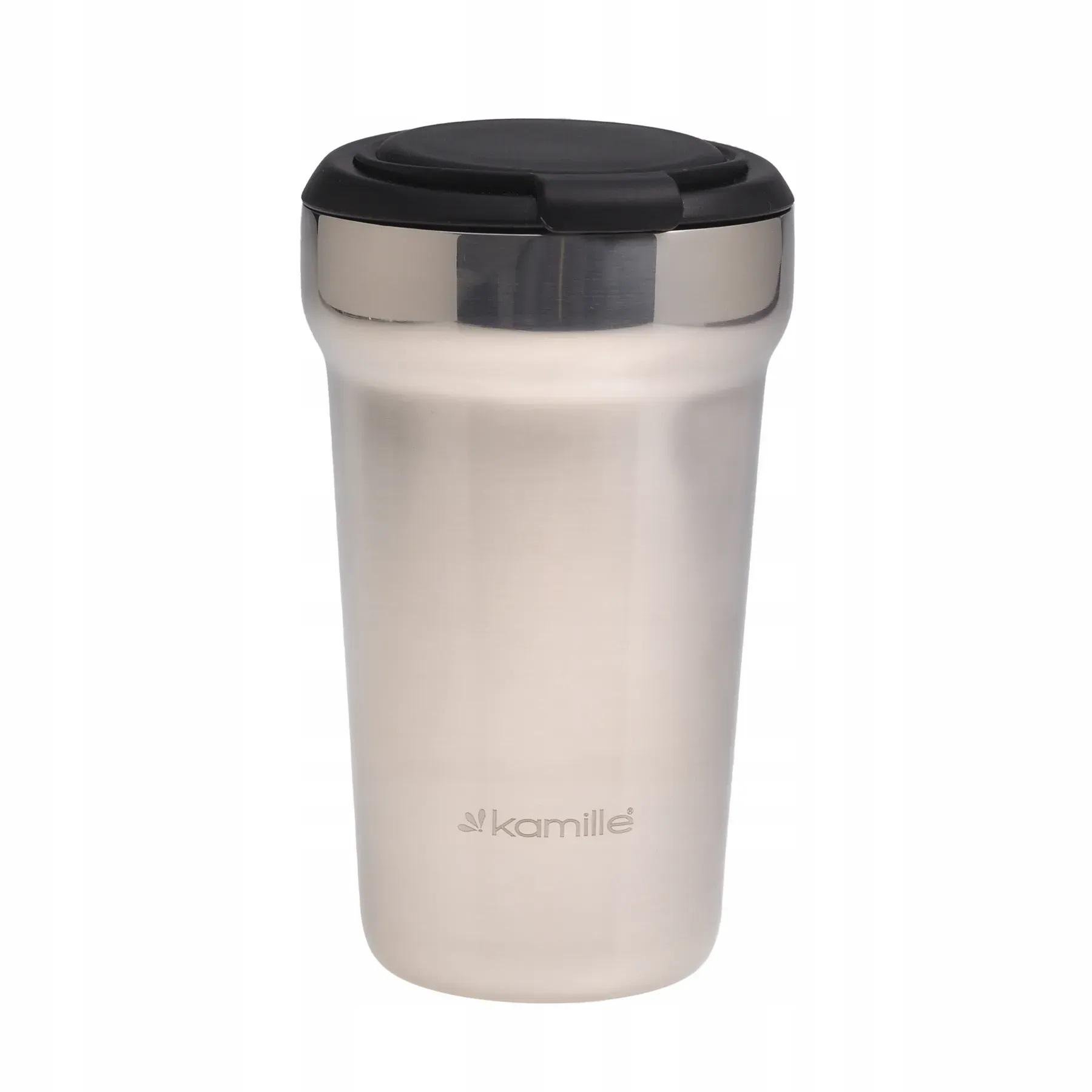 Термокружка с откидной крышкой Kamille KM-2158 из нержавеющей стали 320 мл Серебряный (150-84-2158)