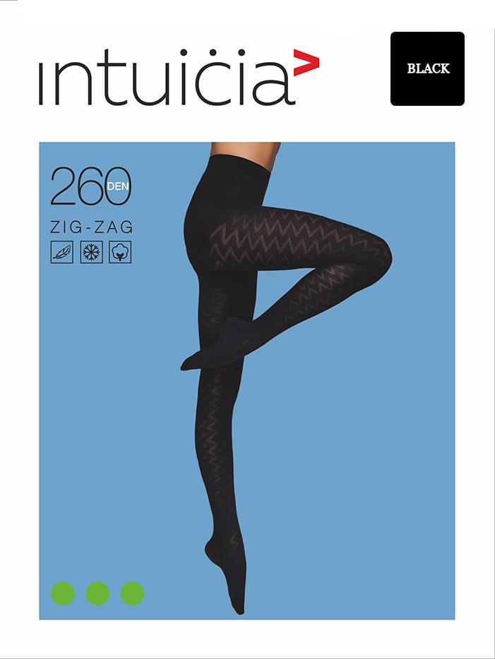 Колготи жіночі Intuicia ZIG-ZAG 260 den 3р. Black