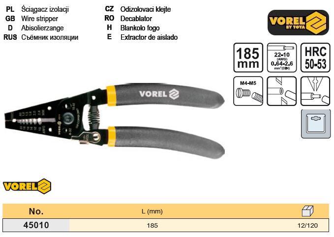 Знімач ізоляції Vorel-45010 185 мм (VR-45010) - фото 3