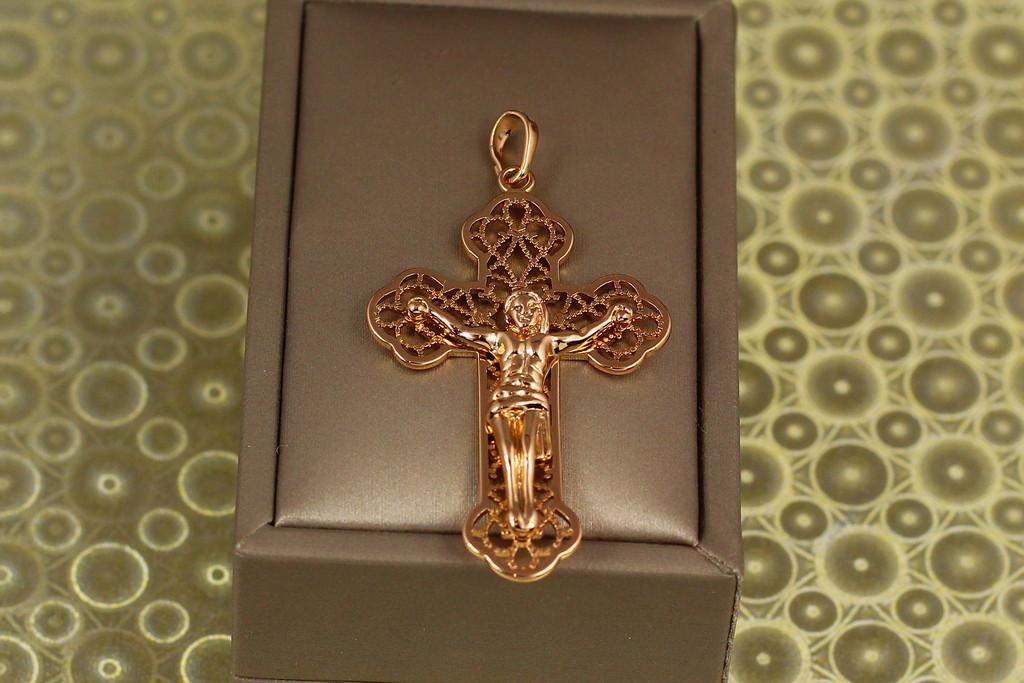 Крестик Xuping Jewelry ажурный с распятьем 4,9 см Золотистый (2356924106)