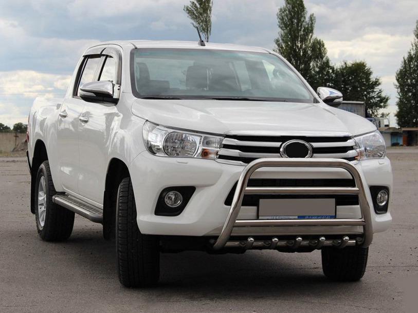Передняя защита WT010 CAN для Toyota Hilux 2015- гг. нержавеющая сталь Хром