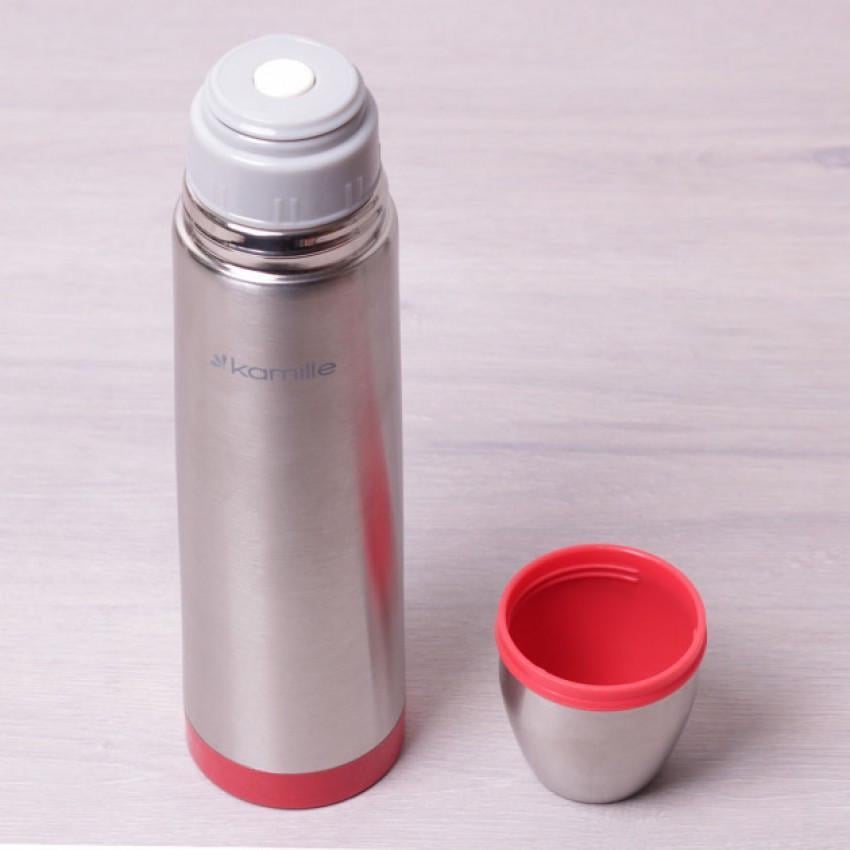 Термос Kamille КМ-2059 из нержавеющей стали 1000 мл Серебристый/Красный (1104494550)