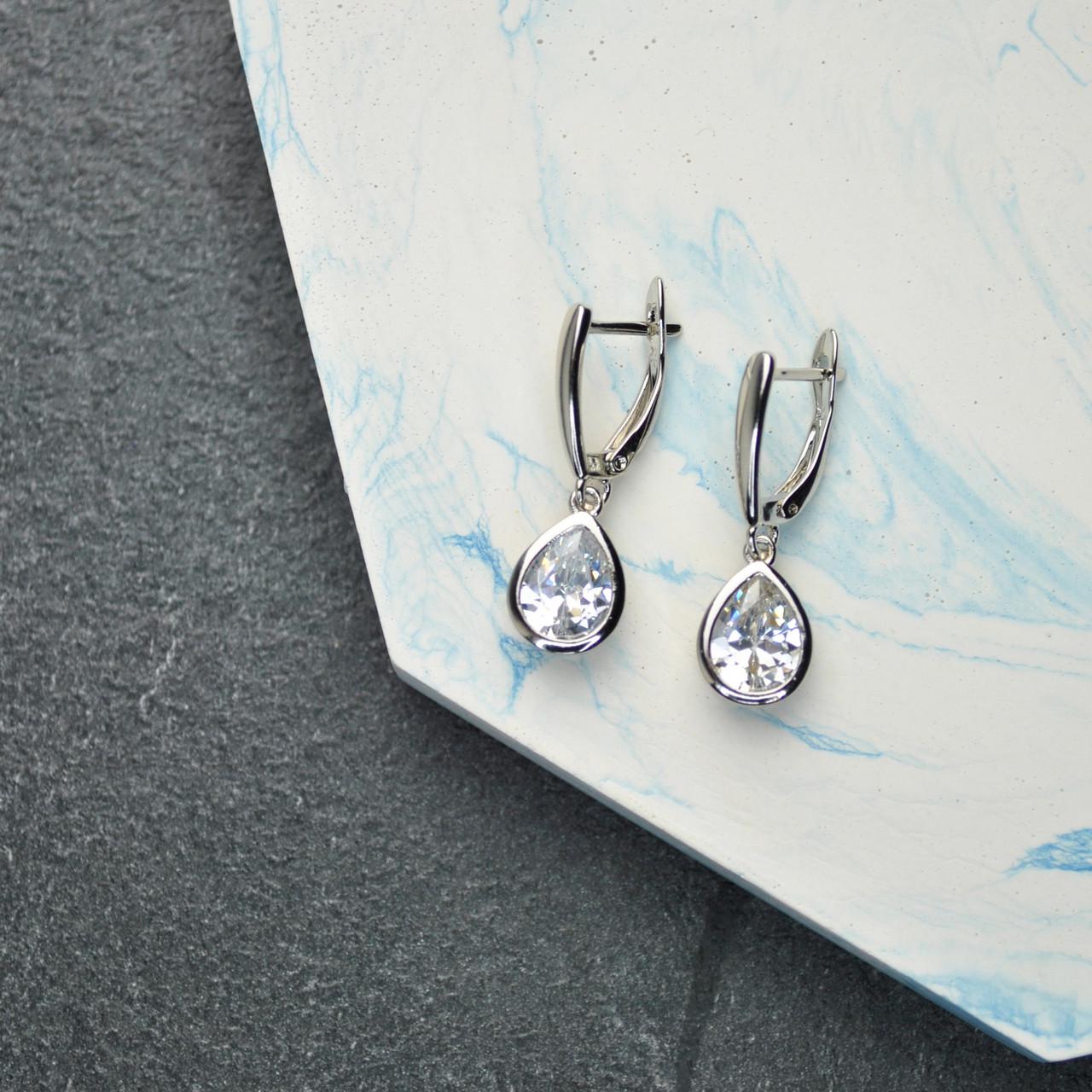 Сережки Капельки медицинская сталь родий (x023)