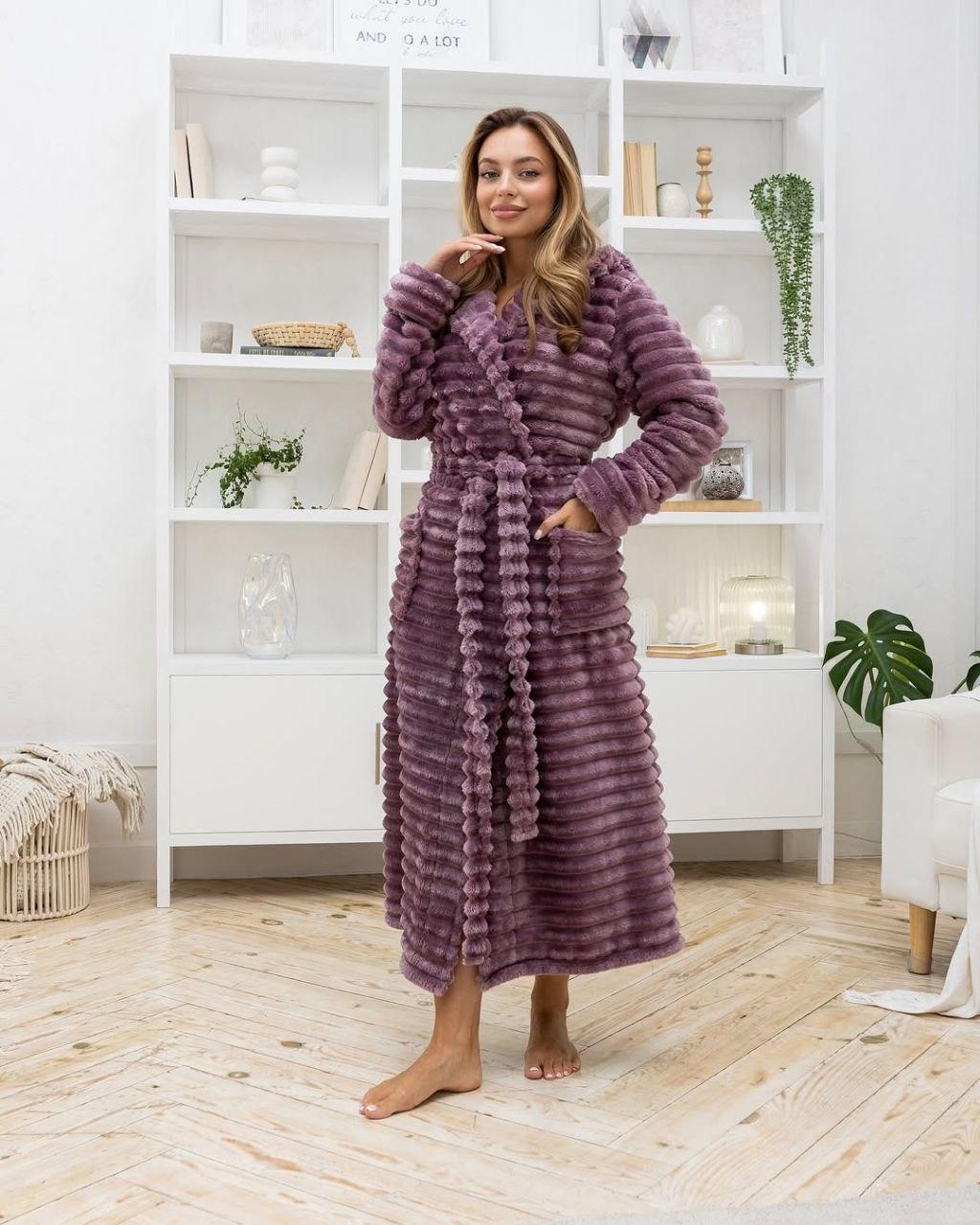 Халат махровый XL Сиреневый (Д-Al-sharpey-halat-018-02)