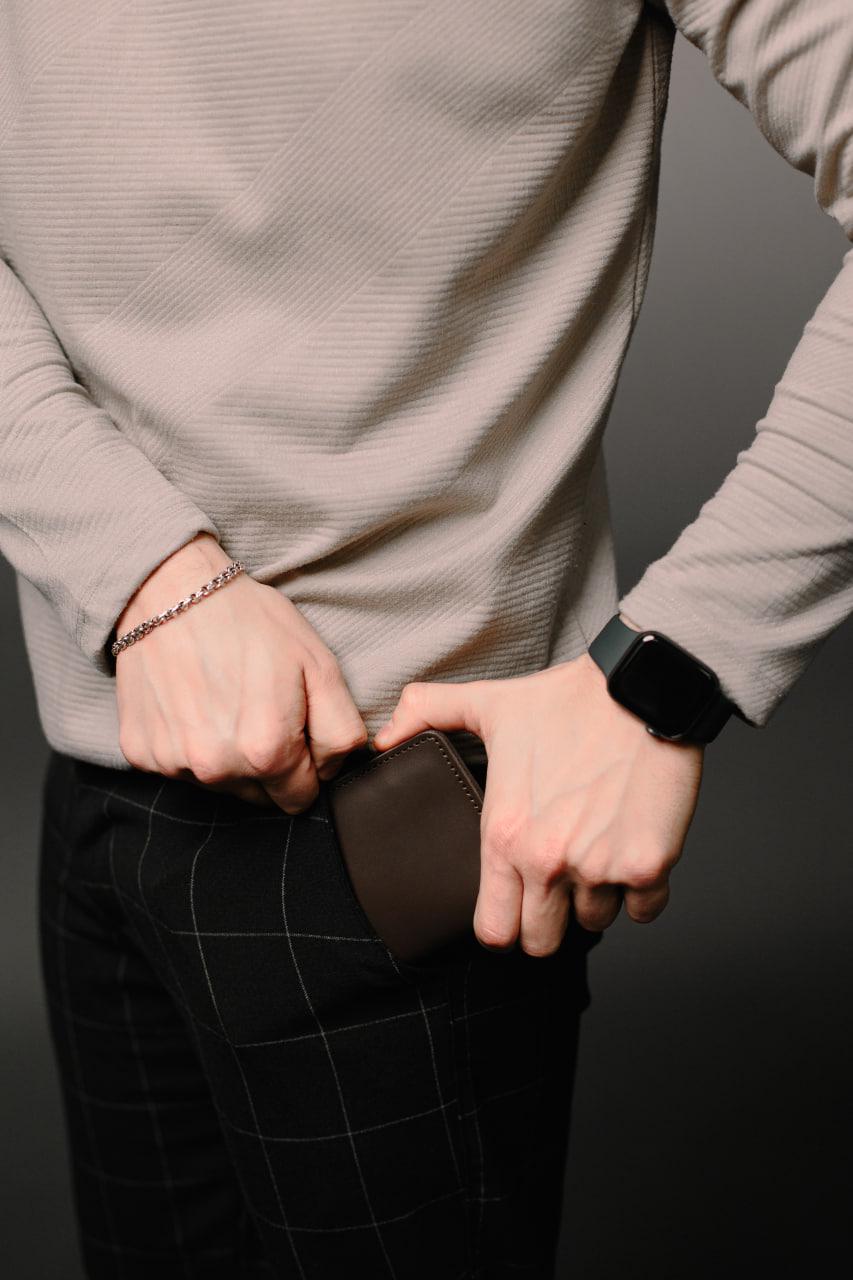 Портмоне мужское из натуральной кожи Коричневый (SR005) - фото 2 Портмоне мужское из натуральной кожи Коричневый (SR005) - фото 2