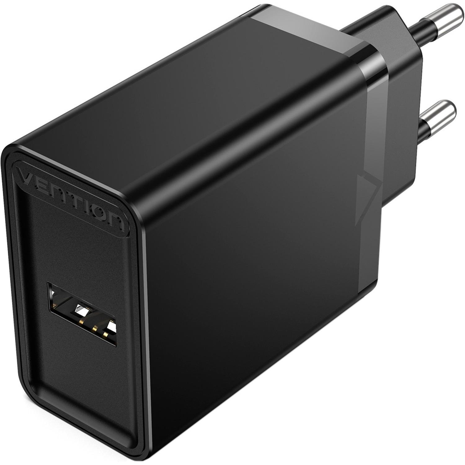 Зарядное устройство сетевое Vention Wall Charger USB-A 12W Black (FAAB0-EU)