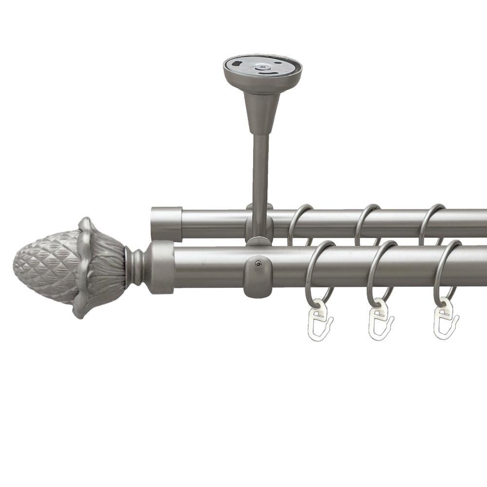 Карниз металлический Orvit Цинара двухрядный открытый к потолку/гладкая труба/кольцо металлическое Сатин 25/19 мм 200 см (00-00023969)