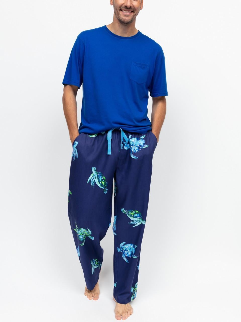 Пижама мужская Cyberjammies Ashley 3214-3212 брюки и футболка XL Синий с принтом черепахи (2986685705)