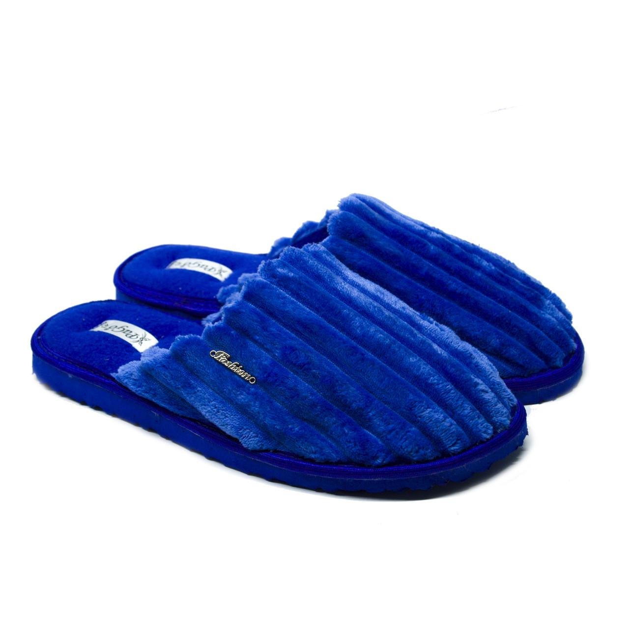 Домашні тапочки чоловічі Pago крупний вельвет закритий носок р. 44 Синій