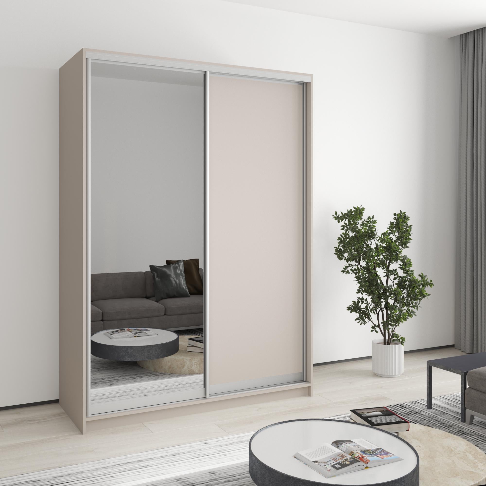 Шкаф-купе двухдверный MebelStar Стандарт AL ДСП/зеркало 150x60x210 см Кашемир (MBS-2437) Шкаф-купе двухдверный MebelStar Стандарт AL ДСП/зеркало 150x60x210 см Кашемир (MBS-2437)