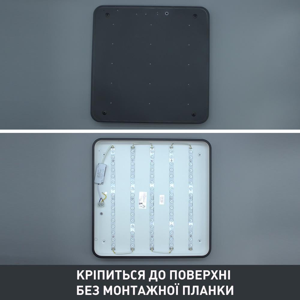 Світильник світлодіодний ESLLSE ONIX S 90 Вт 500x500x50 мм Чорний - фото 9