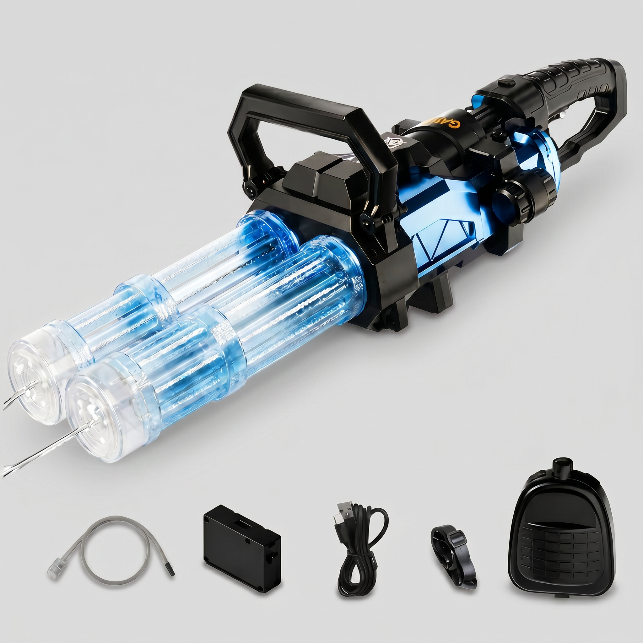 Пулемет водяной для детей аккумуляторный Gatling с вращением/LED подсветкой/аккумулятором и рюкзаком (N-210) Пулемет водяной для детей аккумуляторный Gatling с вращением/LED подсветкой/аккумулятором и рюкзаком (N-210)