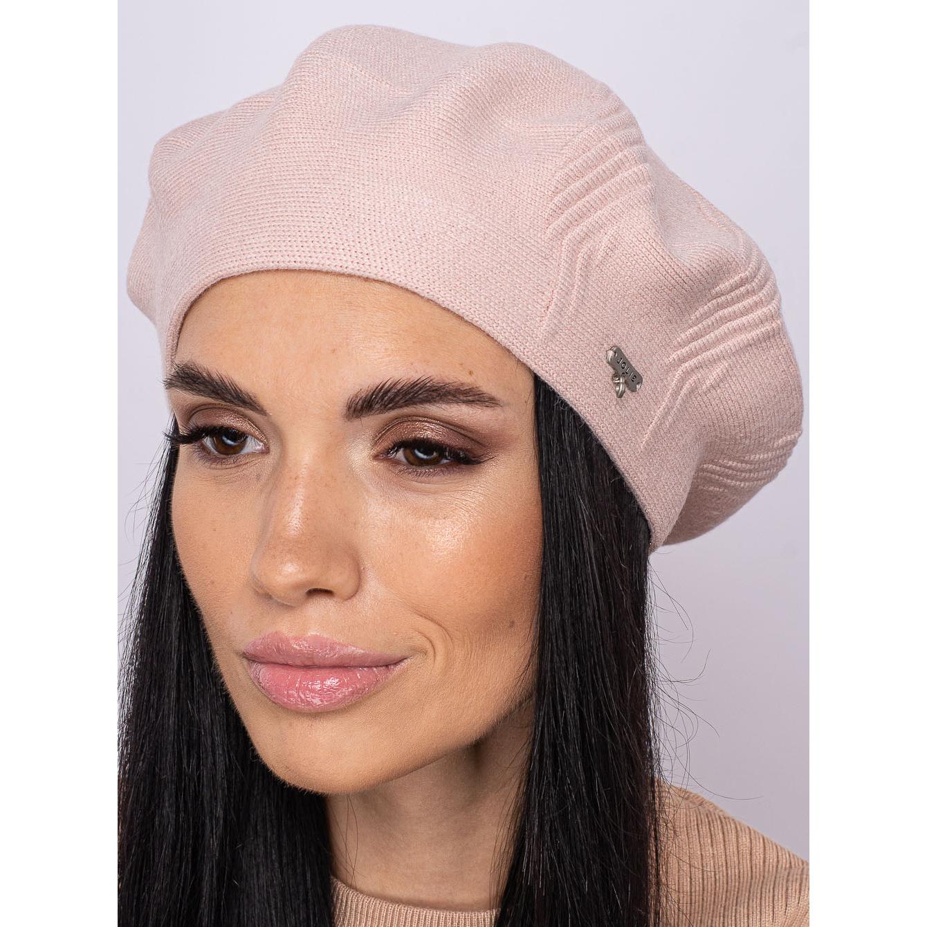 Берет женский шерстяной Leks Магма one size Светлый пудровый