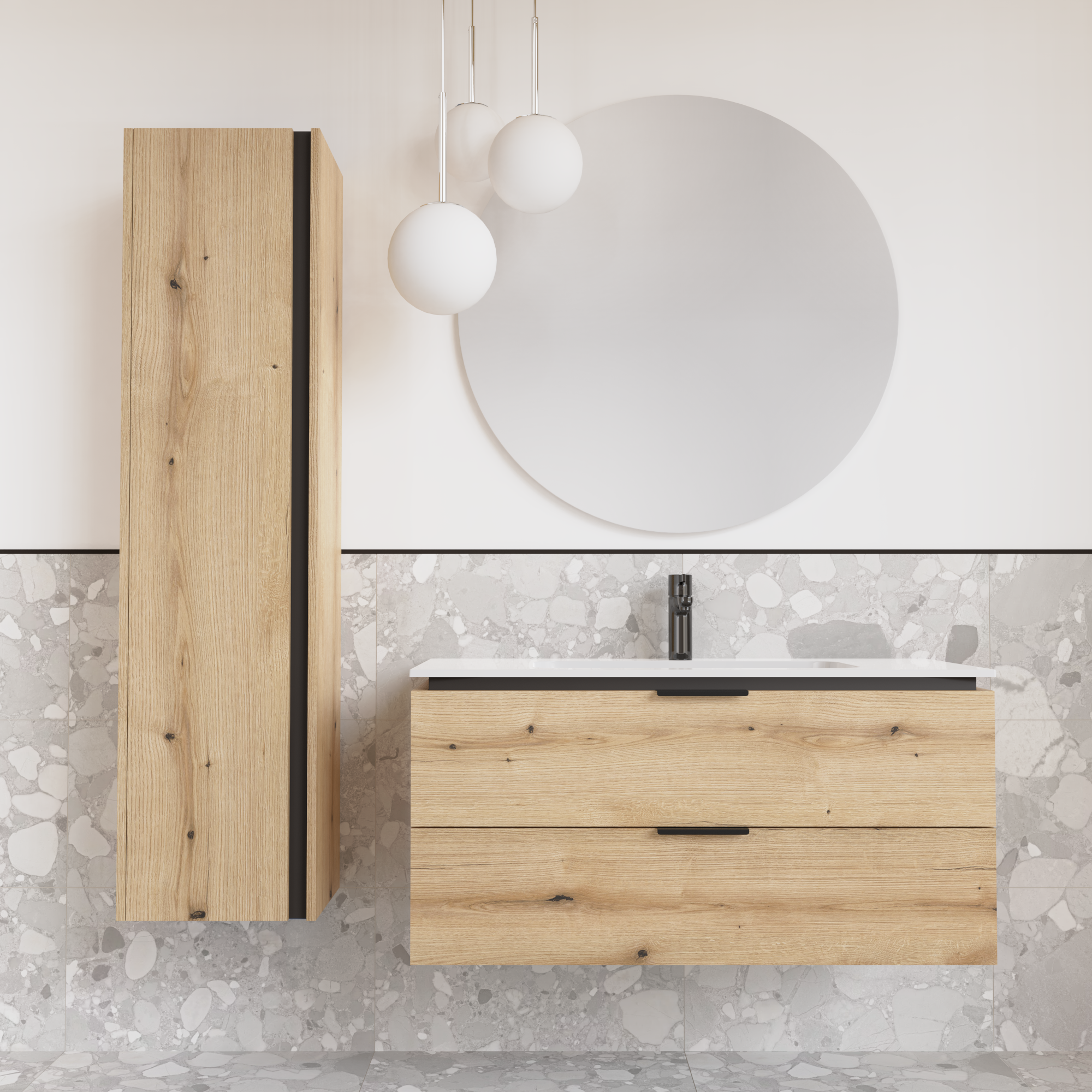 Тумба підвісна з раковиною MVK Vostok Icon 90 В2 900х450х530 мм Дуб Евок (p290alb) - фото 4