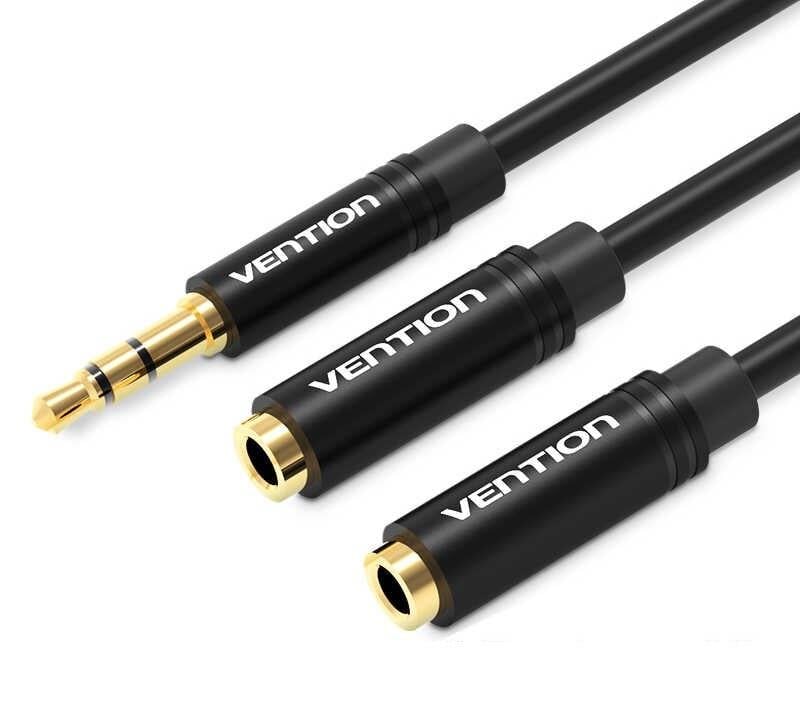 Сплиттер Vention переходник-разветвитель 3,5 мм to 2x3,5 мм 0,3 м Metal Black (BBWBY)