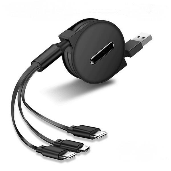 USB кабель 3в1 Lightning Micro USB  Type-C 1,2 м SC1