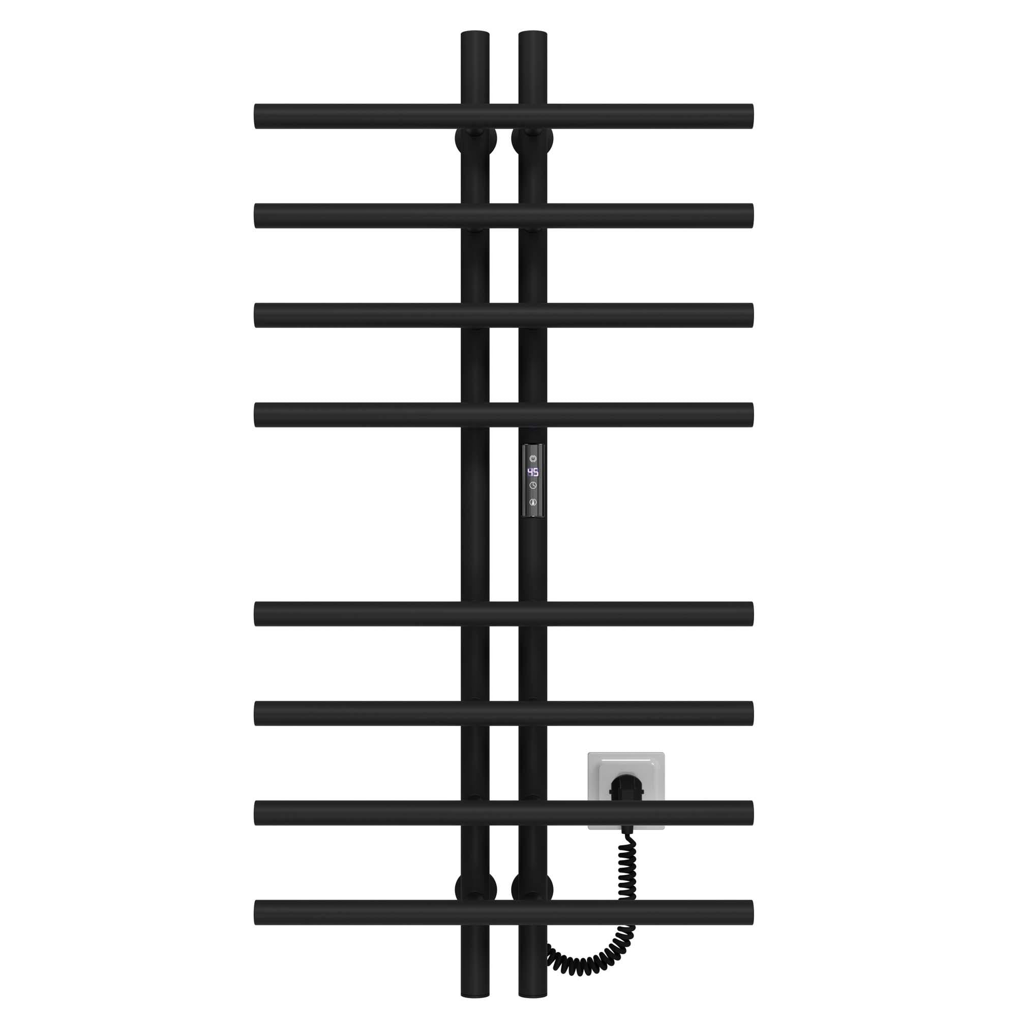 Полотенцесушитель электрический Deffi Gray П8 JD03 правое подключение нержавеющая сталь 60х1000 мм Черный (A.GY.100.6.8.EBR1)