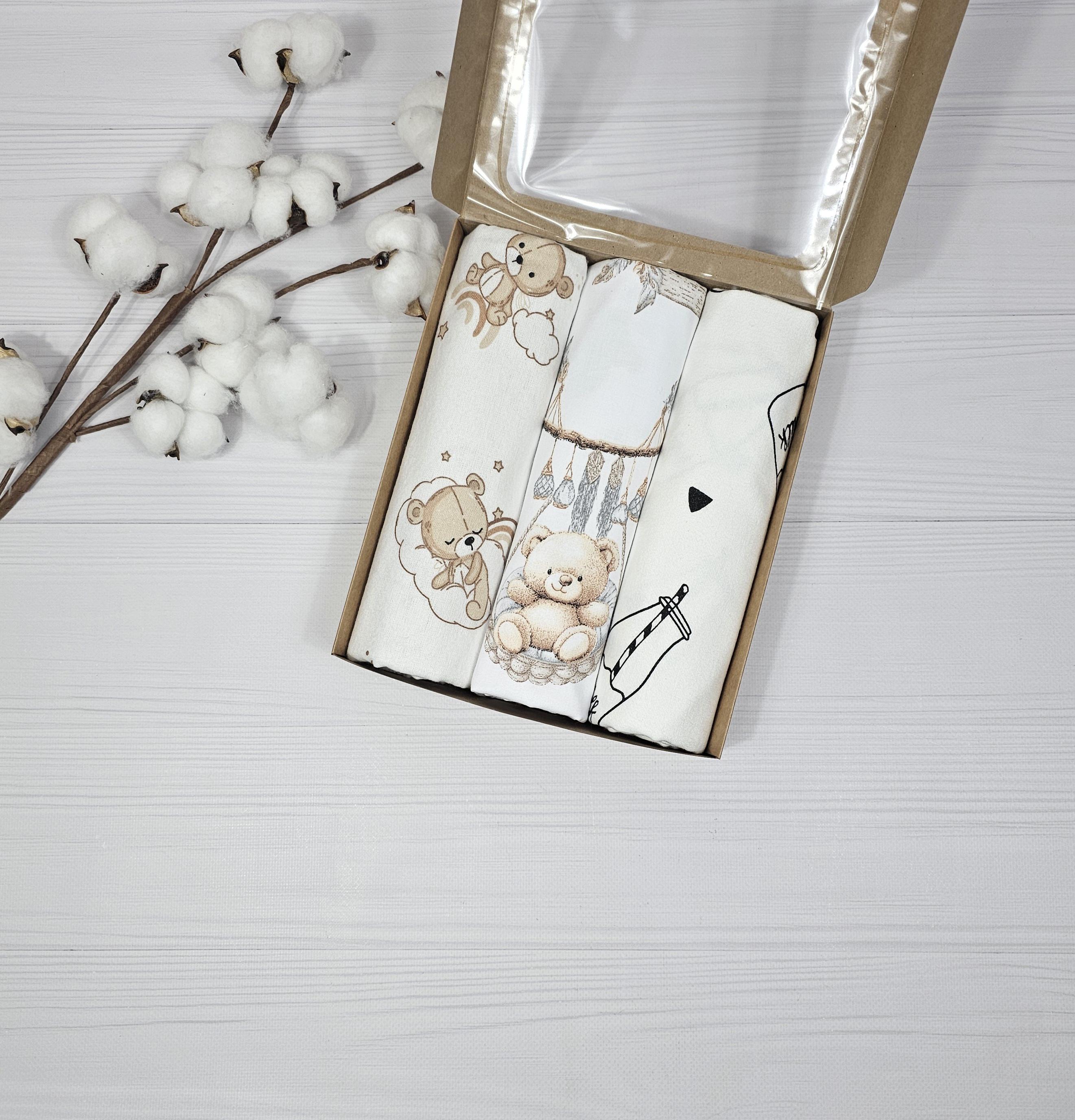 Набор пеленок детских a.l.babybox Мишкина сказка 50х80/100х80 см 3 шт. (30464643)