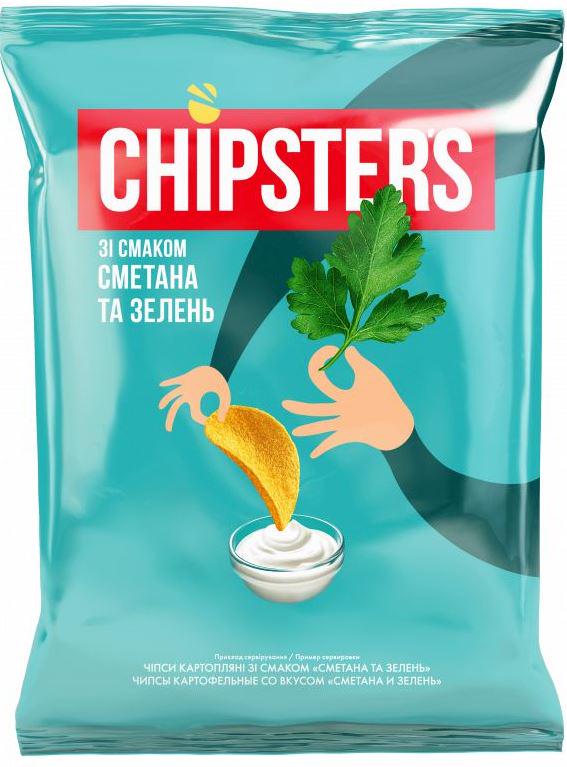 Чипси CHIPSTER'S зі смаком сметани та зелені 120 г (21904)