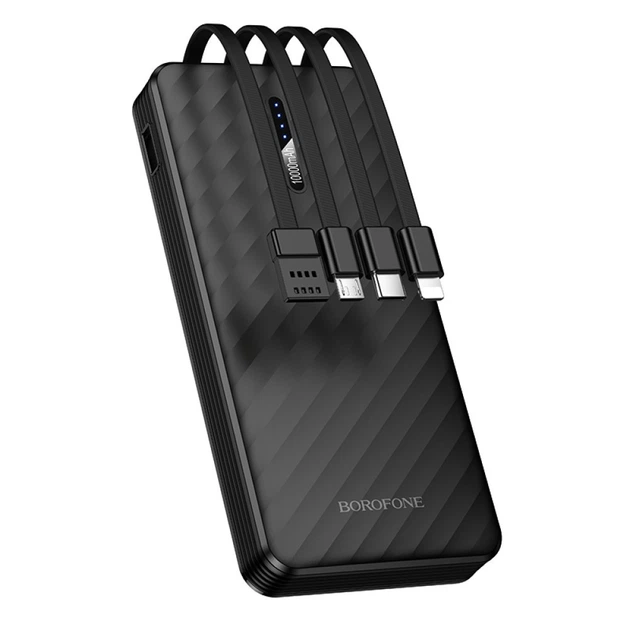 Повербанк Borofone BJ84 10000 mAh 2A з кабелями 4 шт. Чорний (PGHR4379)