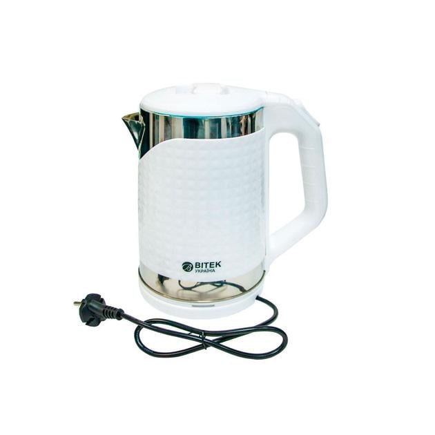 Электрочайник BITEK BT-3118 дисковый Белый (25403034)
