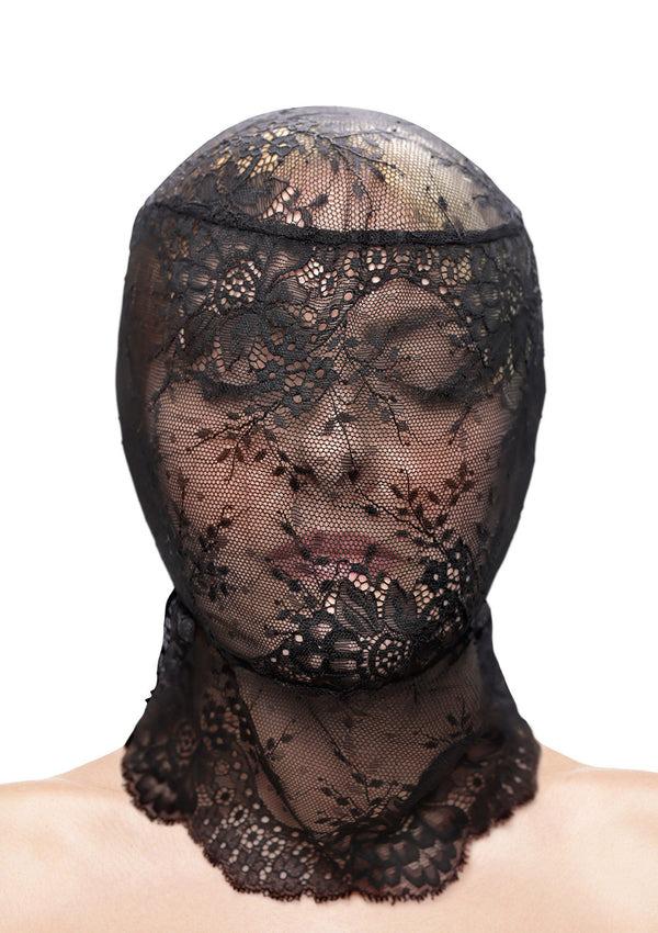 Капюшон-маска на все лицо кружевной NS Novelties Fetish&Fashion Lace Hood Черный