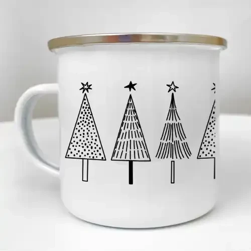 Чашка металлическая Camper Черно-белые елки 250 мл (KRM_25NG002)