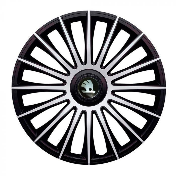 Ковпаки для коліс J-Tec Austin R15 з логотипом Skoda 4 шт. Silver/Black