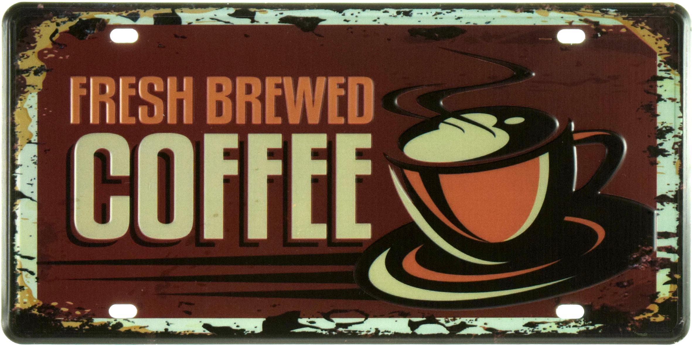 Табличка металева Свіжозварена Кава/Fresh Brewed Coffee Red 15x30 см
