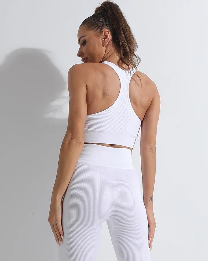 Легінси в рубчик S Білий (KL02S) - фото 3