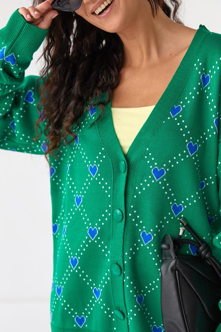 Кардиган женский оверсайз M Зеленый (9528315) - фото 4 Кардиган женский оверсайз M Зеленый (9528315) - фото 4