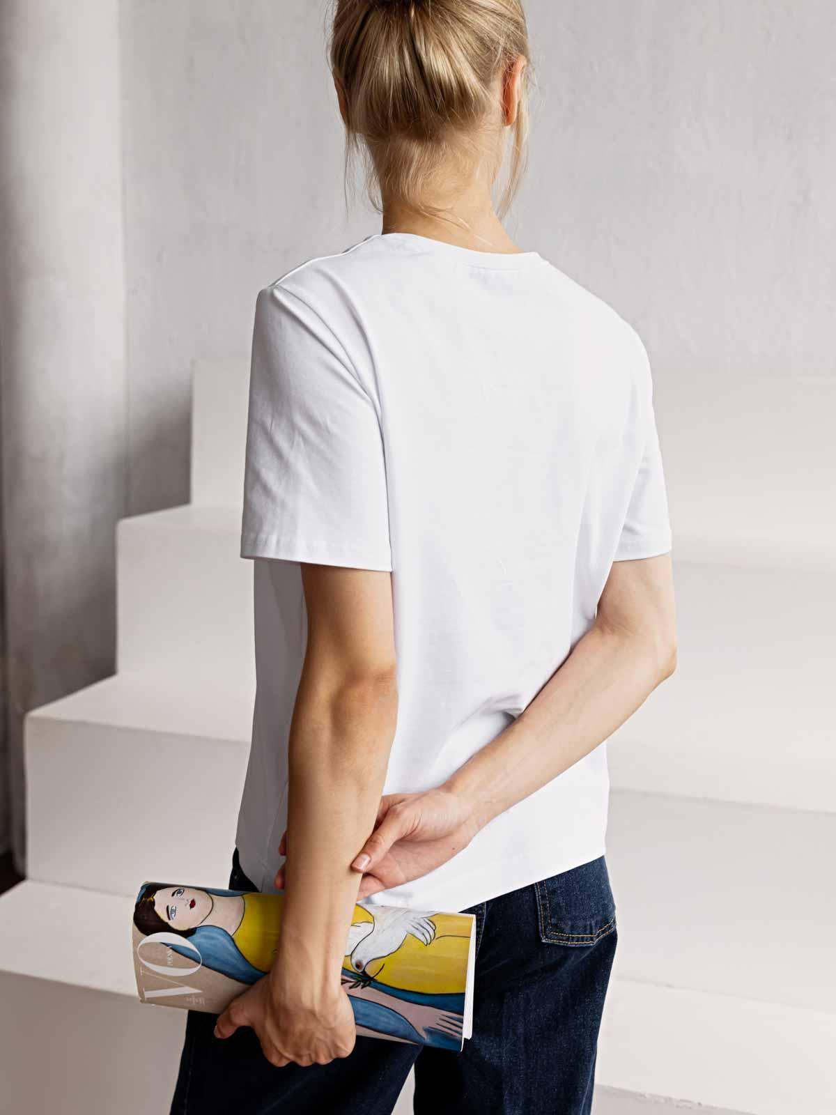 Футболка жіноча жовто-блакитні серця FROMUS M Білий (2540-1) - фото 6 Футболка жіноча жовто-блакитні серця FROMUS M Білий (2540-1) - фото 6