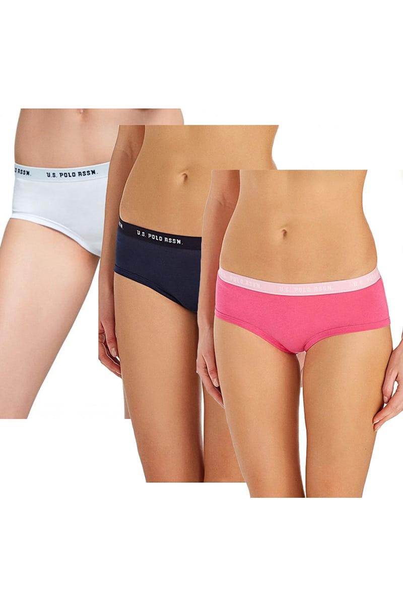 Трусики-шортики U.S. Polo ASSN р. 5/XL 3 шт. Белый/Синий/Малиновый (67883)
