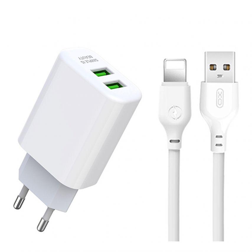 Мережевий зарядний пристрій Xo L85C 2xUSB 2,4A Lightning White - фото 2