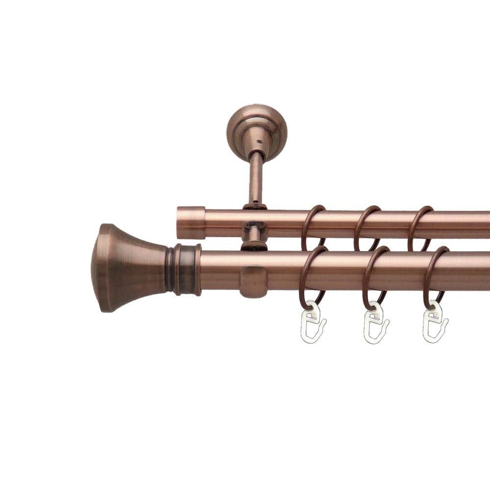 Карниз металлический Orvit Люксор двухрядный открытый/гладкая труба/кольцо металлическое Медь 25/19 мм 160 см (00-00012611) - фото 1 Карниз металлический Orvit Люксор двухрядный открытый/гладкая труба/кольцо металлическое Медь 25/19 мм 160 см (00-00012611) - фото 1