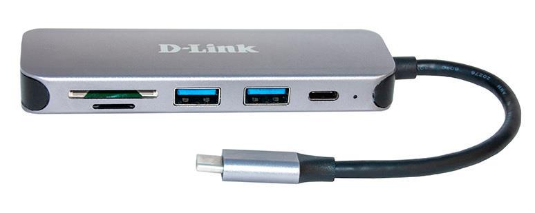 Концентратор D-Link DUB-2325 2xUSB3.0 1xUSB-TypeC 1xSD 1x-microSD USB Type-C Сірий