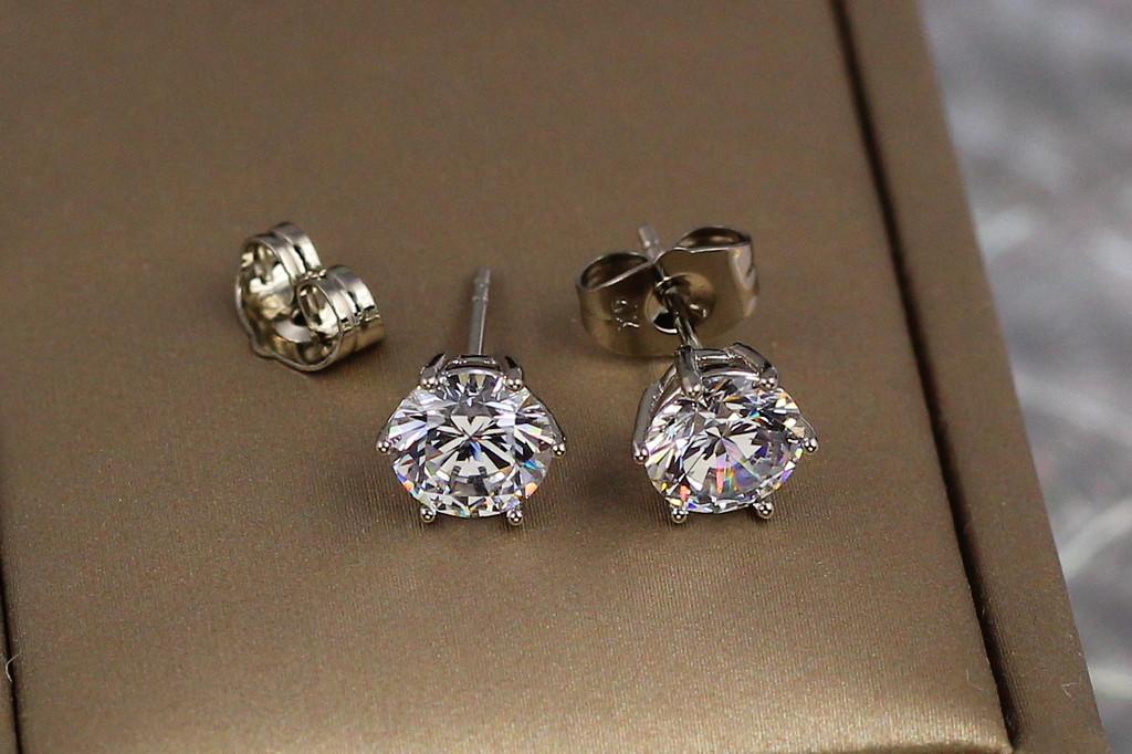 Серьги гвоздики Xuping Jewelry Камешки  7 мм Серебристый