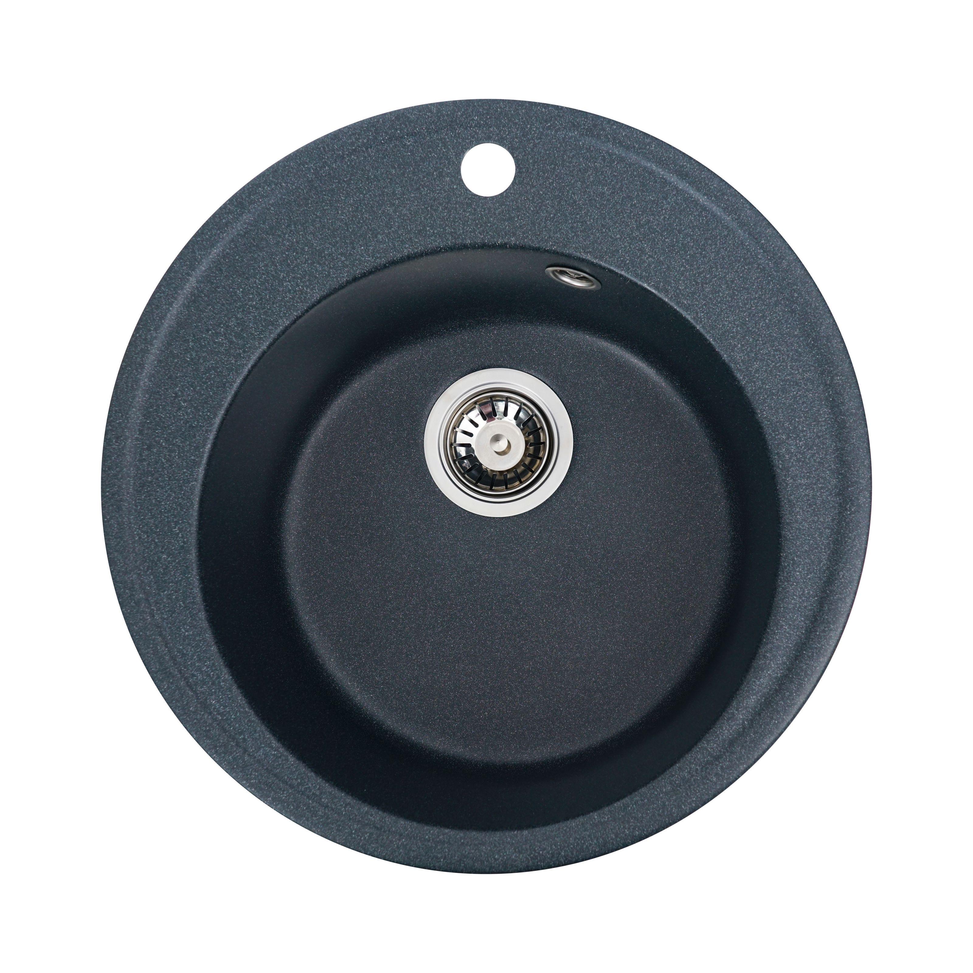 Мийка кухонна Platinum PLS-A27507 гранітна кругла 510x510 мм Чорний (152227)