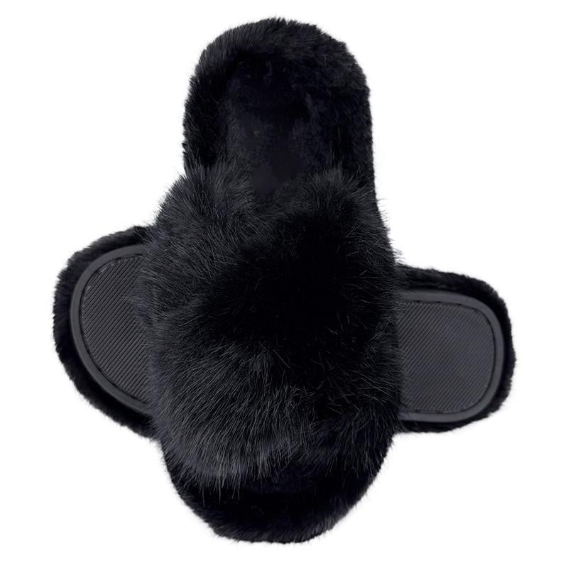 Комнатные тапочки женские пушистые 80136-1 p. 40 25,5-26 см Черный