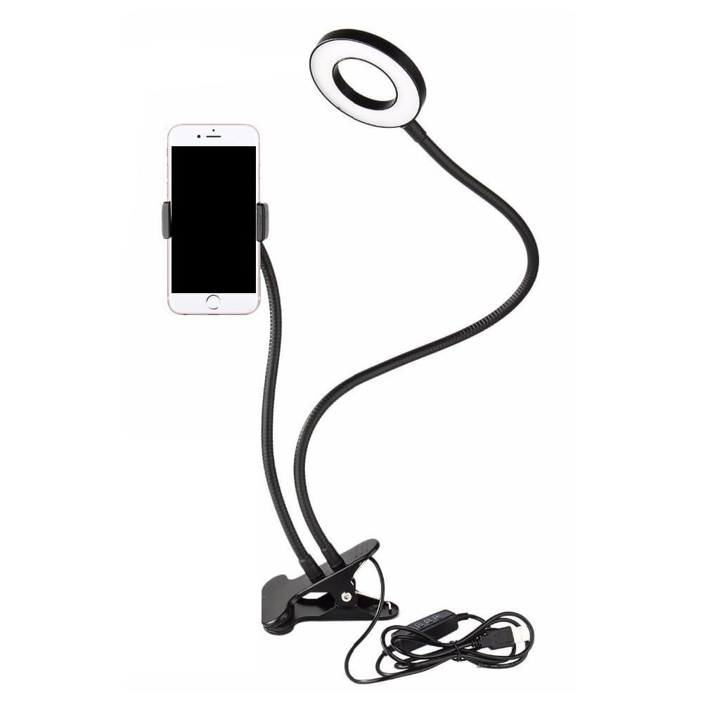Держатель-штатив гибкий для телефона с Led подсветкой и кольцом для трансляций