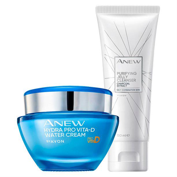 Набір зволоження Avon Anew Hydra Pro Vita-D гель для вмивання та крем-гель 150 мл/50 мл (AV 9804446)