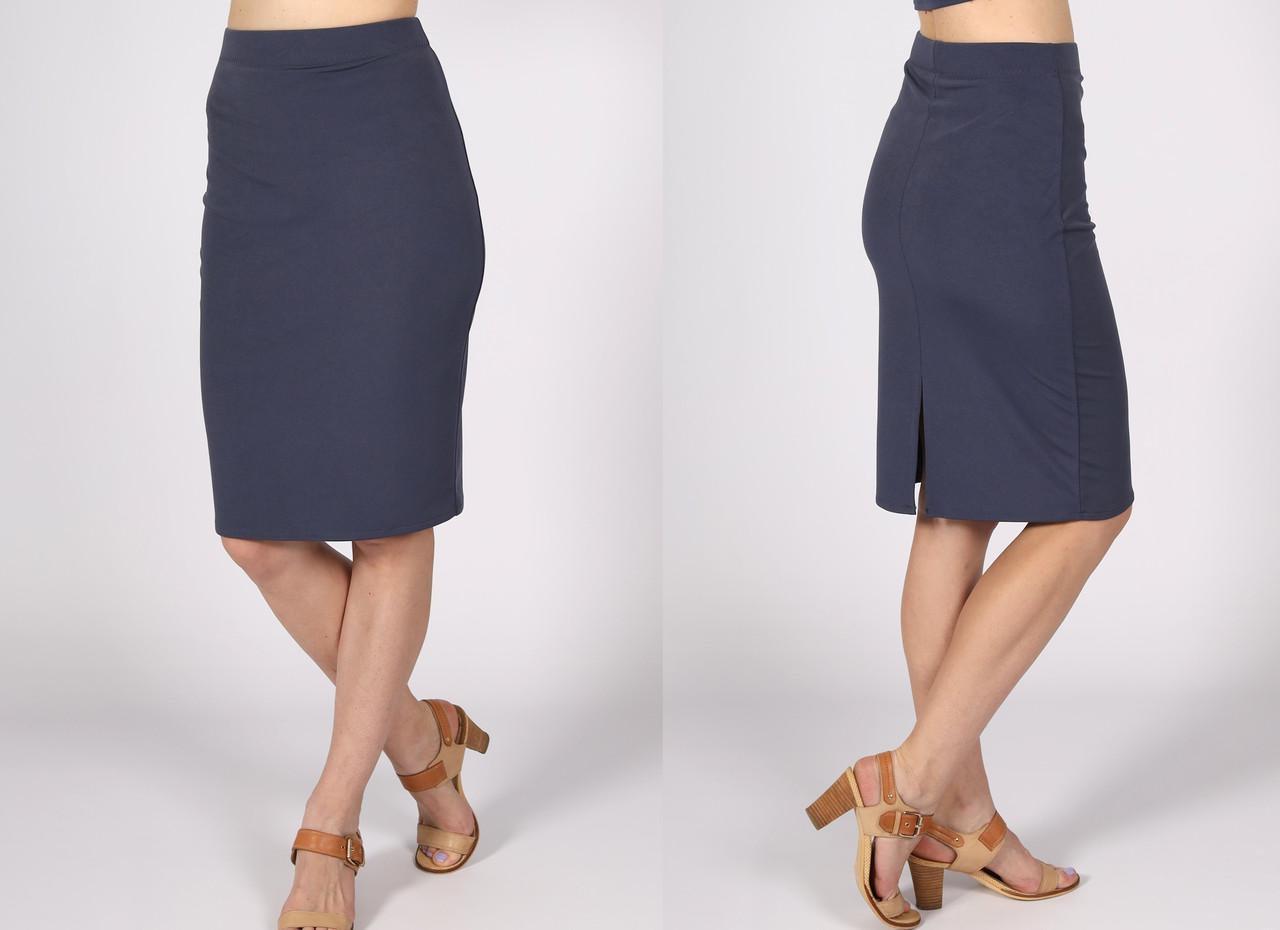 Спідниця-олівець жіноча по коліно із розрізом ззаду р. 38 Графітовий (2491814126) - фото 3 Спідниця-олівець жіноча по коліно із розрізом ззаду р. 38 Графітовий (2491814126) - фото 3